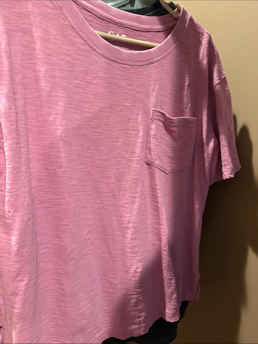Women's Pink Short-Sleeve Crewneck Tee with Pocket